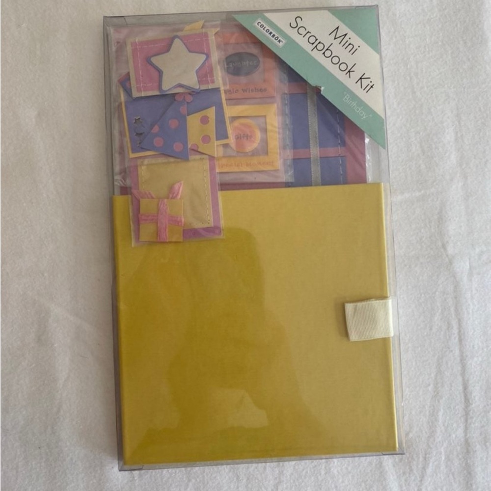 Mini Scrapbook Kit - Yellow Cover with Pastel Embellishments